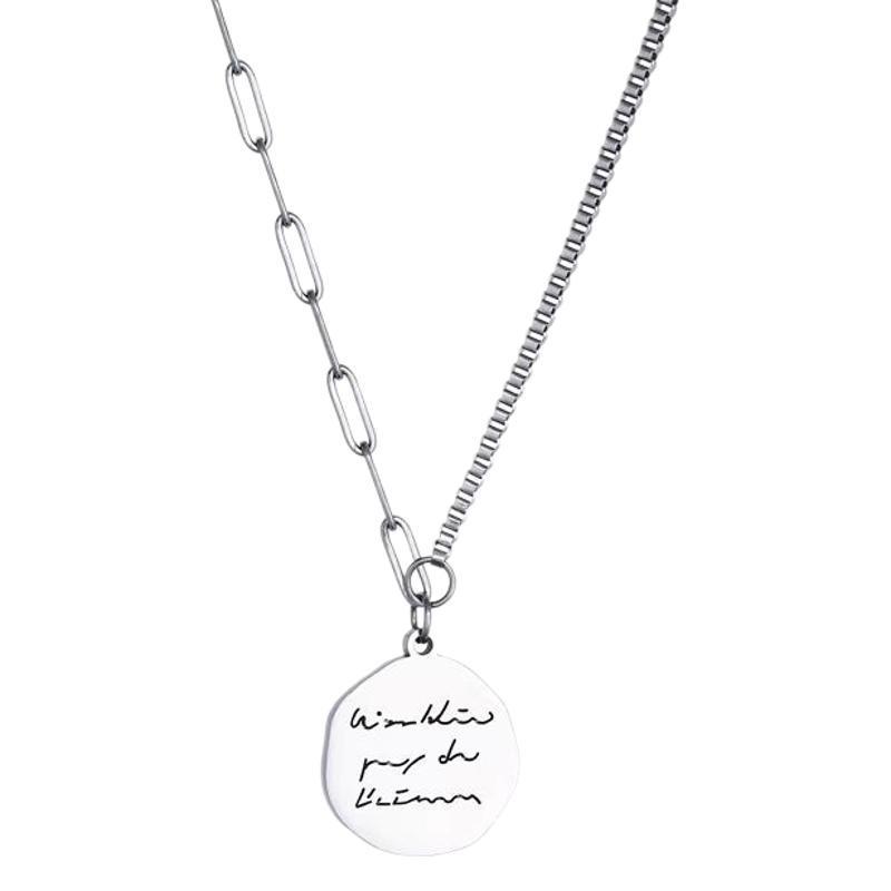 Women's Hip Hop Clavicle Chain with Metal Round Tag Pendant