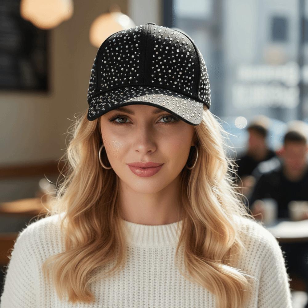 Creative Hotfix Rhinestones Baseball Cap Cotton Sunscreen Hat Simple Sunshade Hat  Girl