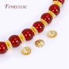 Jewelry Beads Caps Making DIY Findings Accessories 5MM 18K Gold Plated Brass Metal Corrugated Bead Caps Flower Caps For Beads