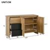 Sideboard, Kitchen Cabinet, Dresser with 3 Drawers and 2 Doors, Multicolor LED Lighting Effects, W:120 x H:76 x D:40 cm, Wood Color&Black
