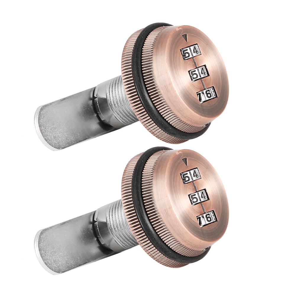 2pcs Zinc Alloy Mechanical  Password 3-Digit Code Mailbox Cabinet LockRed Copper 20mm/0.79in