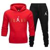 Dunkmark Herren Hoodie & Jogger Set, Trendiger Basketball Pullover Figur und Geteilter Goldener Buchstaben-Kunstdruck, Dickes Fleece Sport Zweiteiliges Set für Streetwear Freizeit