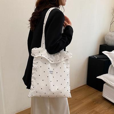 Sac à bandoulière unique bord à volants plié sac à main en tissu sac fourre-tout sucré grande capacité beau