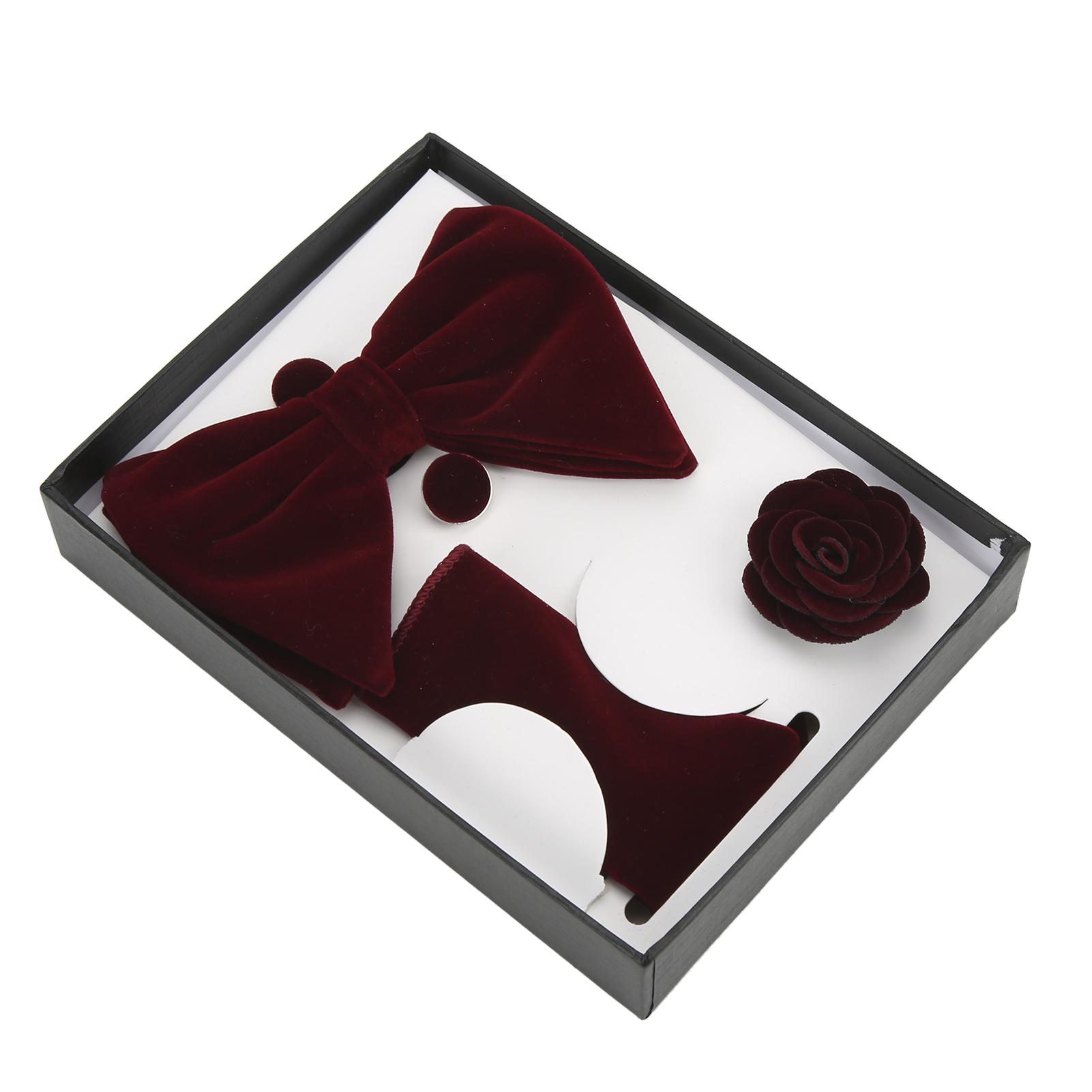 

Набор из 5 галстуков-бабочек Легкий в обращении Классический Элегантный Мужские галстуки-бабочки Карманный платок Запонки Корсаж для подарка на день рождения Винно-красный вино красного