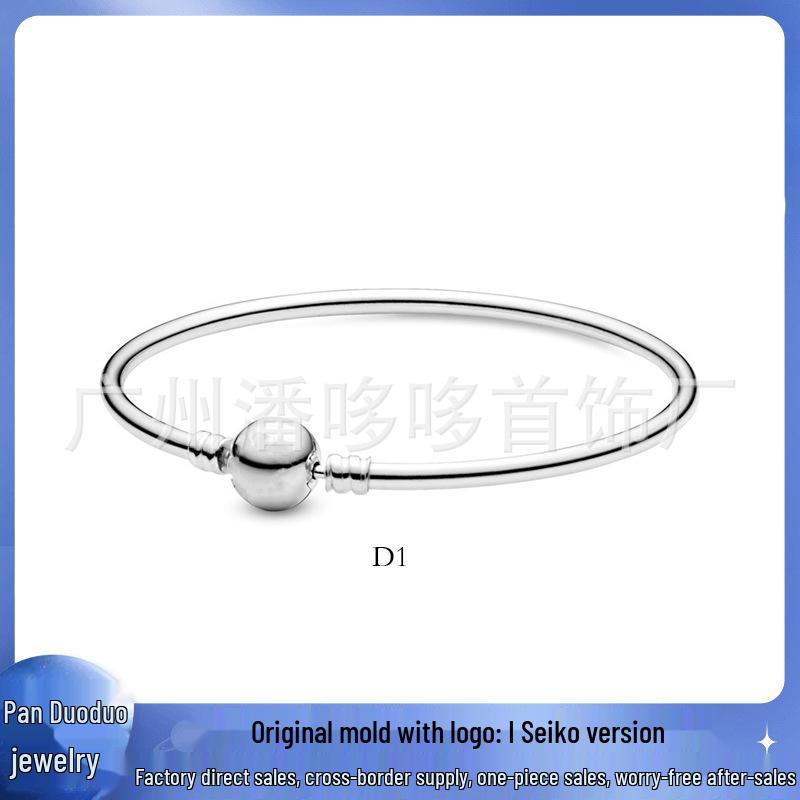 Panjia Dora S925 Versilbertes Schlangenkettenarmband mit Rundverschluss für Damen