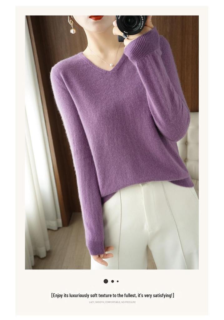 2023 Women's V-Neck Knit Sweater: Autumn/Winter Loose Fit, Slimming, Plus Size Pullover