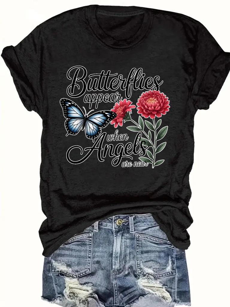 Women's Plus Size Tank Top Butterflies Appear When Angels Are Near Suitable for Sports and Daily Wear Sleeveless Casual Top,