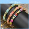 Style Handcrafted Natural Stone Bead Bracelet With Geometric Design For Women