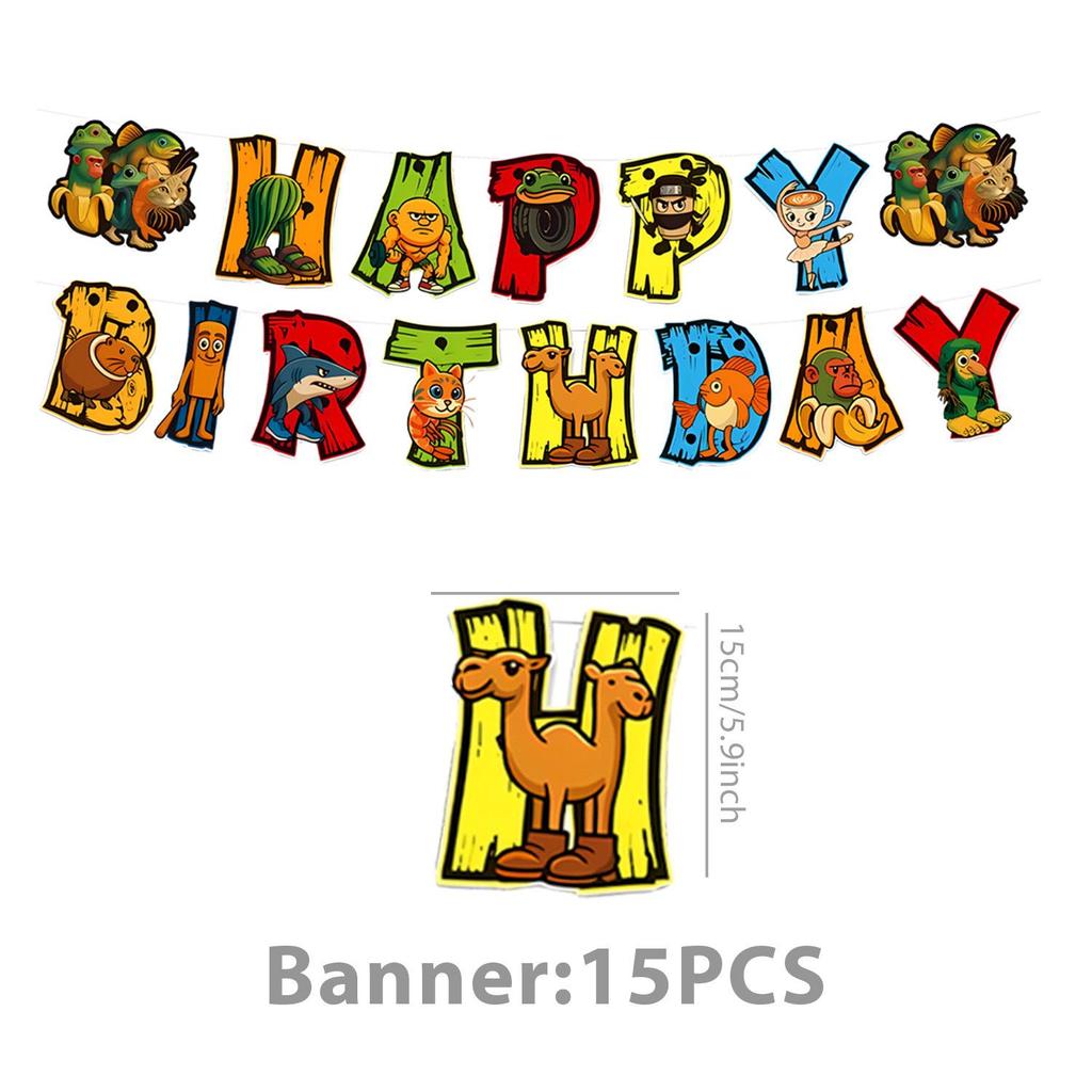 Cross-Border Classic Mountains & Seas Birthday Party Supplies: Cartoon Tableware & Fun Decorations