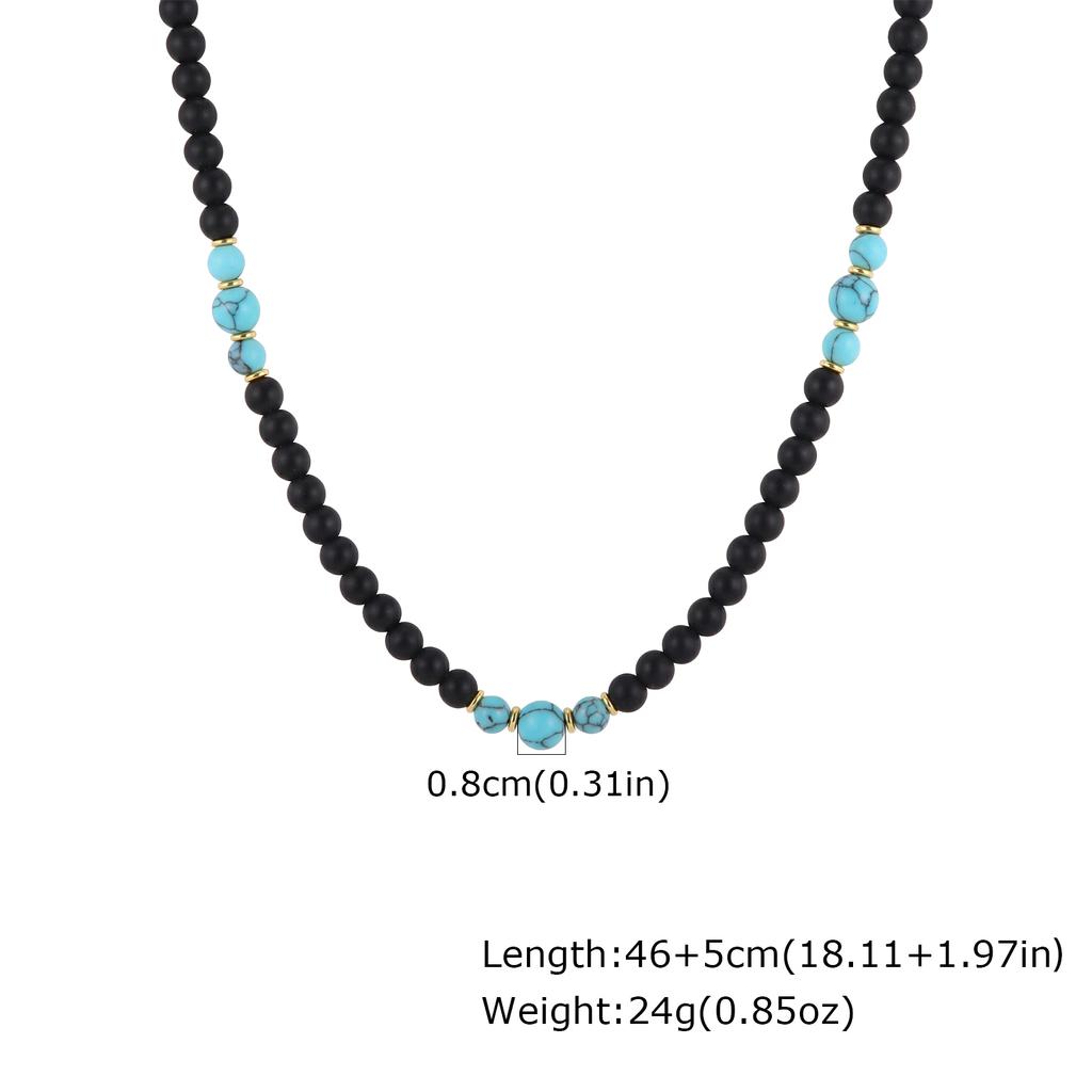 Casual Turquoise Beaded Necklaces for Men Boys,Summer Beach Tiger Eye Stone Collar,Waterproof Swimming Jewelry Gift