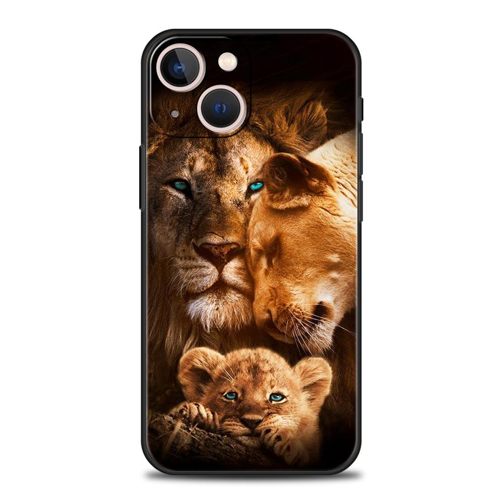 Lion Alpha Male Cub Phone Case For iPhone 17 16 15 Pro Max 11 12 13 14 7 8 Plus SE 2020 X XR XS Cover Soft Black