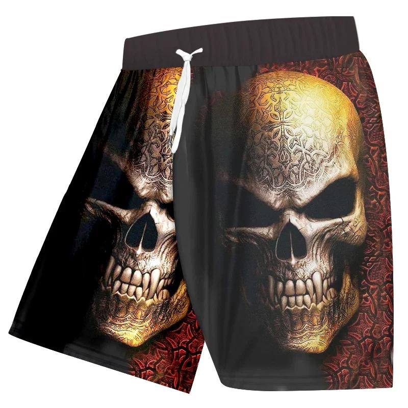 Skeleton Horror Skull Ghost Devil Demon Boxing Shorts Pants 3D Print Training Unisex Men Women Quick Dry Fitness Gym Sport Workout Casual Streetwear