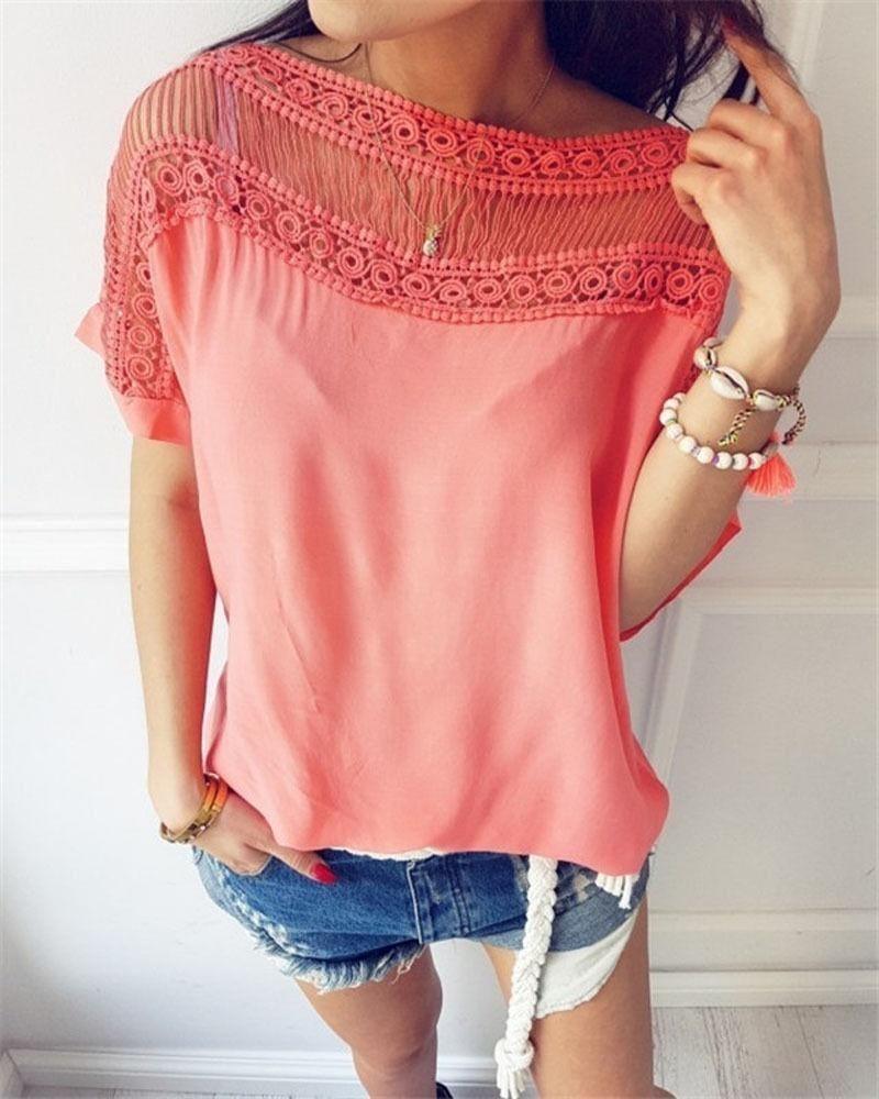 Ladies Fashion Womens Casual Loose Tops Blouse Short Sleeve Summer Tshirt