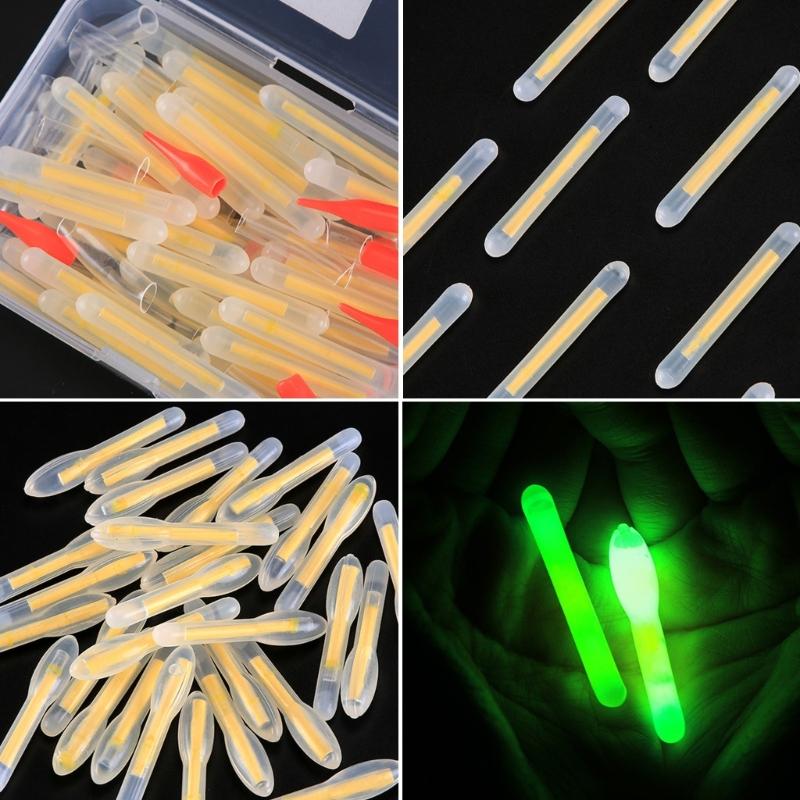 50Pcs Night Fishing Glow Stick Green Fluorescent Light Rod High Brightness Fishing Lightsticks Fits Most Float Types