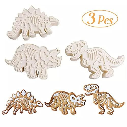 Large 3-Piece Dinosaur Cookie Cutter Set for Baking and Confectionery