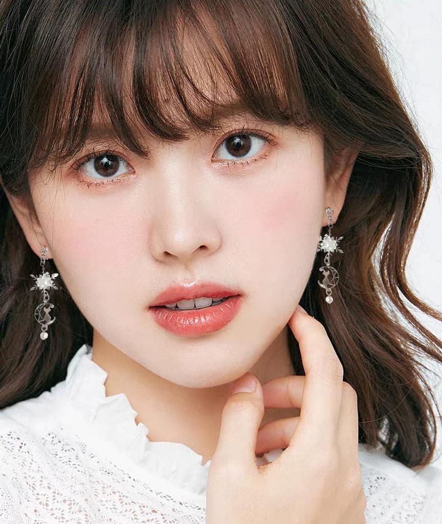 Candy Girls Japanese Dangling Silver Perfect As a Gift for Your Girlfriend Earrings, Winter, Snowflake, Cat, Cute, Style, Earrings, 925,