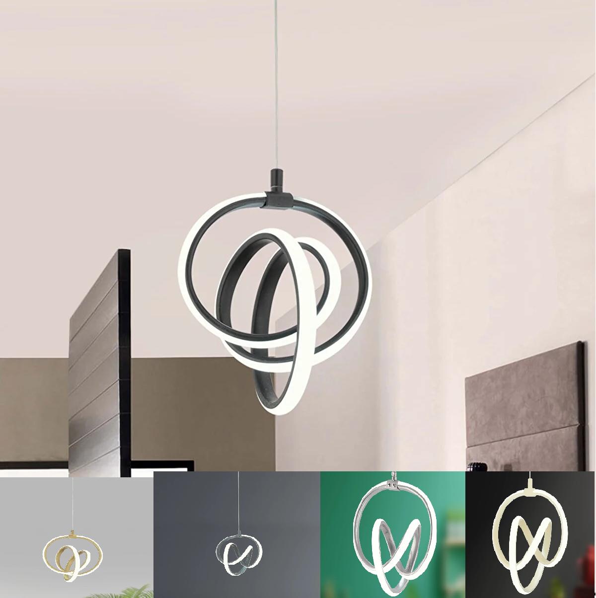 

Современная подвесная люстра с белой подсветкой - гостиная, кухня, зал - 5 разных цветов чёрный