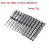 Hex Shank Hollow Torx Screwdriver Bits with Center Hole (Six-Point, 50mm, 75mm, 100mm, 150mm)