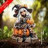 Płaska dekoracja akrylowa 2D czarownicy i kota na zewnątrz, do ogrodu, trawnika, roślin doniczkowych i sztuki krajobrazu, motyw Halloween, odpowiednia na 11 świąt