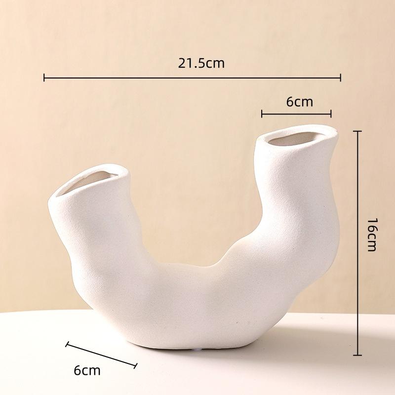 Ceramic Ornaments Geometric Pipeline Flower Vase Irregular Twisted Flower Arrangement Terrarium Home Decoration Accessories