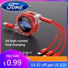 New 2026 Car Sticker Ford New 2025 Hot 3 In 1 Micro USB Type C Charging Cable Multi Charger For Ford ST Line Focus Mustang Fiest