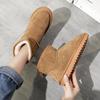 Unisex Suede Cowhide Snow Boots - Thickened Mid-Calf Leather for Warmth, Ideal for Cold Weather