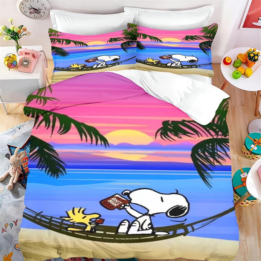 Happy Little Dog Duvet Cover Snoopy Set For Children Cartoon Anime Comforter King Size Bedding Queen And Twin,3D Printed Quilt
