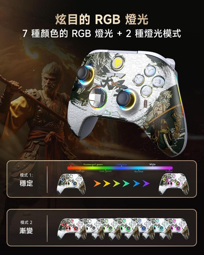 EasySMX PC Wireless Controller, RGB Backlit, Gamepad, Wireless Controller for Switch Joy-Cons, Windows PC, Switch, iOS, Android, and Steam Deck