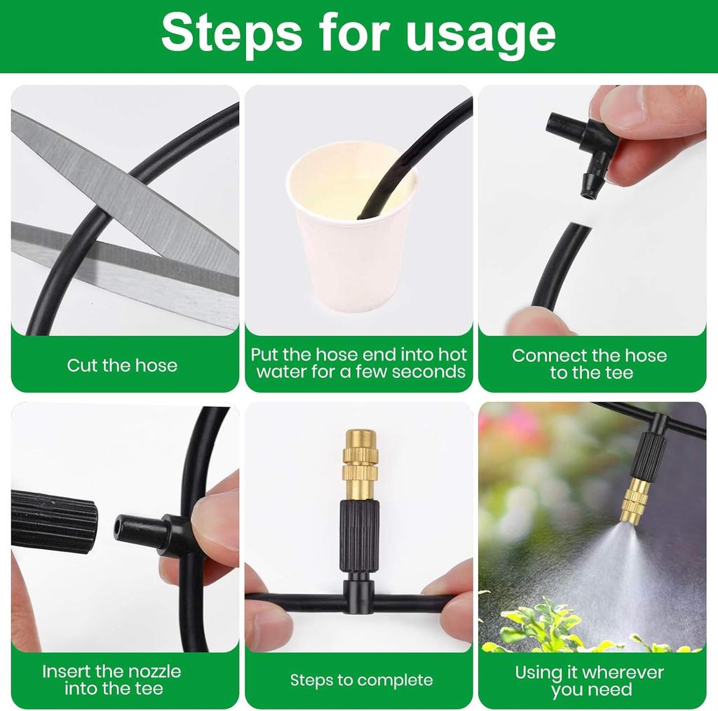 30/50Pcs 4/7PVC Outdoor Misting Cooling System Garden Irrigation 1/4'' Brass Adjustable Atomizer Micro Sprinkler