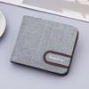 Men's Canvas and Leather Short Wallet with Zipper, Coin Purse, and Multiple Card Slots