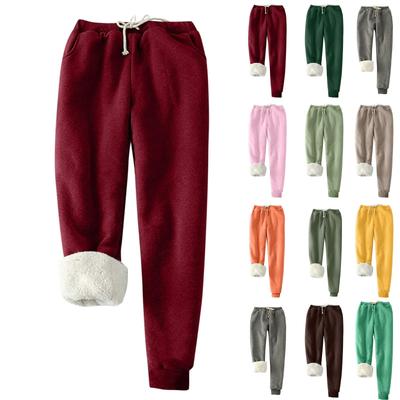 Women's Fashion Solid Color Sports Loose Thickened Thick Fleece Warm Pants
