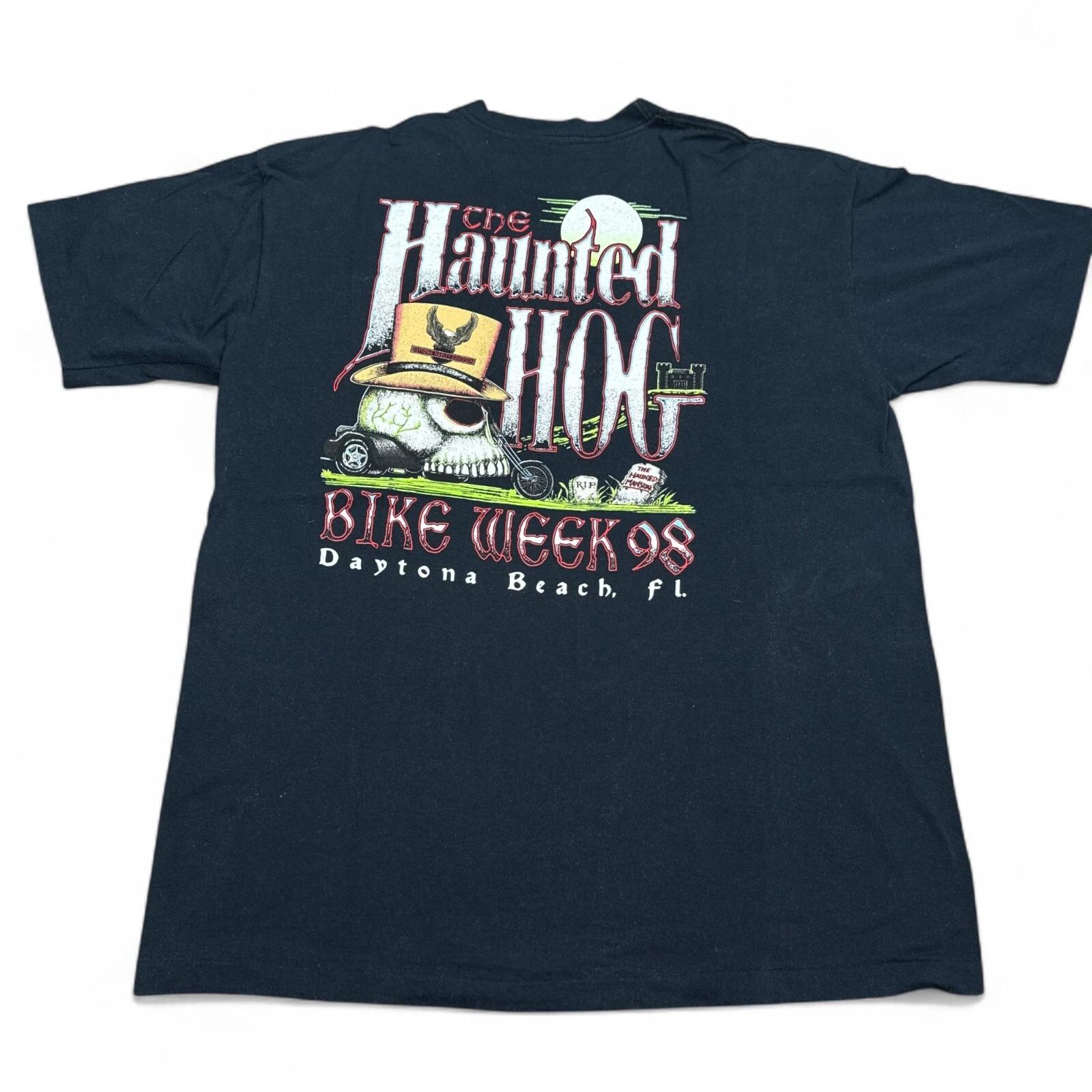 

Vintage 90s Bike Week Tee Shirt Adult Size XL Double Sided Chopper Skull HOG XL