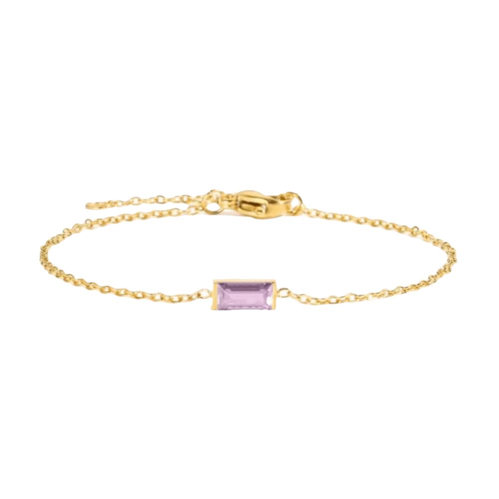 Quadratischer Zirkon Goldplattiertes Armband Stapelbares Minimalistisches Armband Trendiges Geburtsstein-Armband Täglich