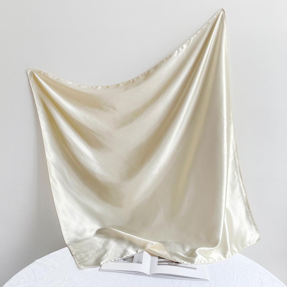 Fashionable New Versatile Headscarf Large Square Scarf Solid Color Scarf Women'S Simulated Silk Satin Scarf