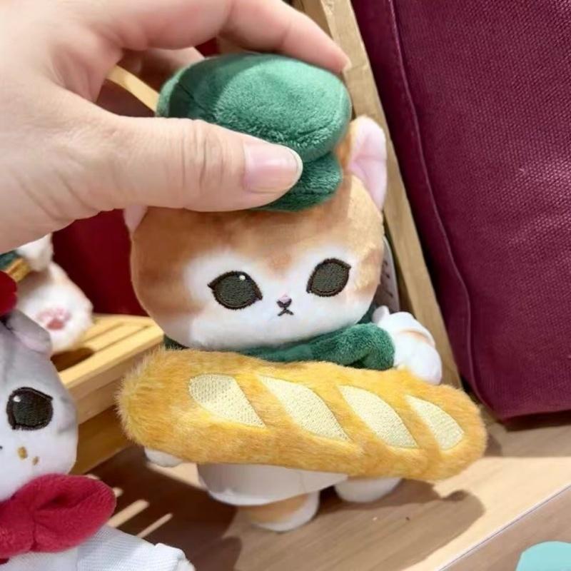 Nieuwe Mofusand Mofumofu Bakkerij Serie Pluche Hanger Schattige Haai Kat Toast Jam Brood Knuffel Sleutelhanger Cartoon Dier Pop Ornament