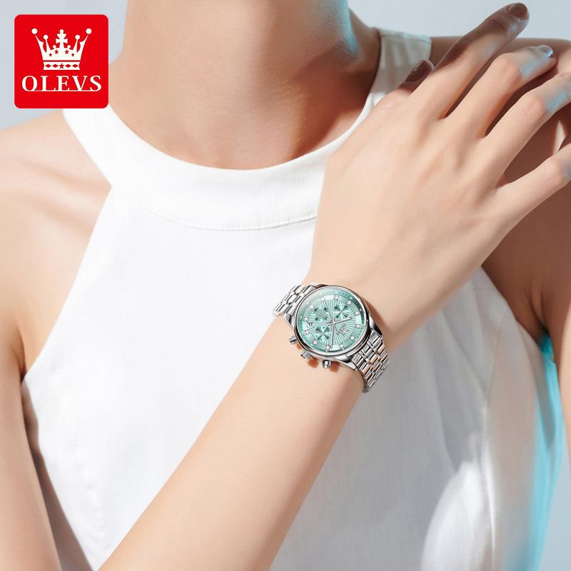 OLEVS Women Watch Original Business Automatic Date Waterproof Chronograph Top Luxury Elegant Diamond Women Quartz Watch
