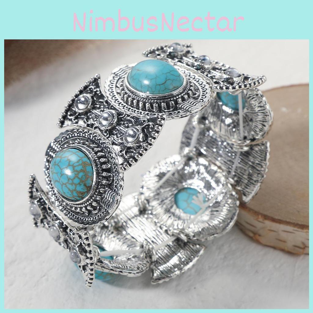 Vintage Turquoise Bracelets Jewelry Set For Female Boho Style Fashion Gift