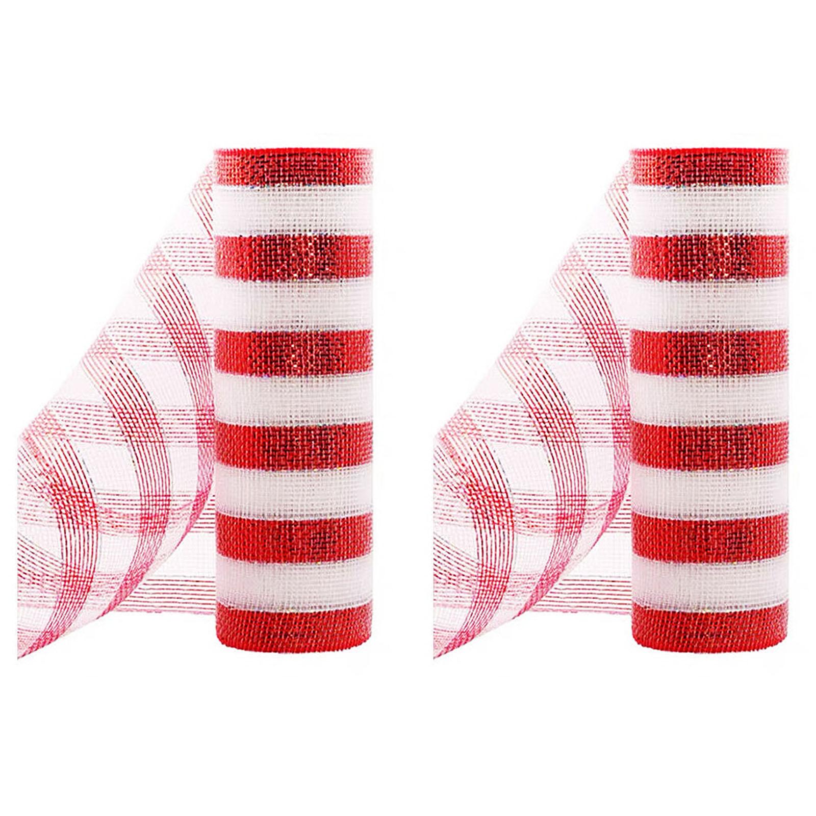 

2 Rolls Deco Mesh Rolls Metallic Foil Mesh Rolls Christmas Mesh Ribbon for Wreath Swags and Christmas Tree Decoration червоний