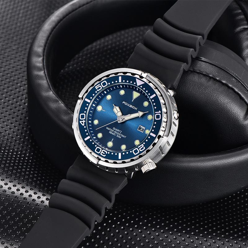 LIGE FOXBOX Herren-Quarzuhr Dreizeiger-Datum Wasserdicht Business-Armbanduhr Schwarzes Edelstahl