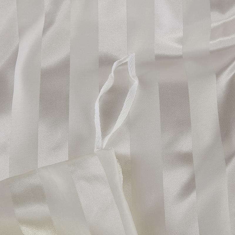 Satin Faux Silk Striped Duvet Cover Set High-Quality Solid Smooth Summer Cooling Comforter Sets Adult Soft Bedclothes for Home