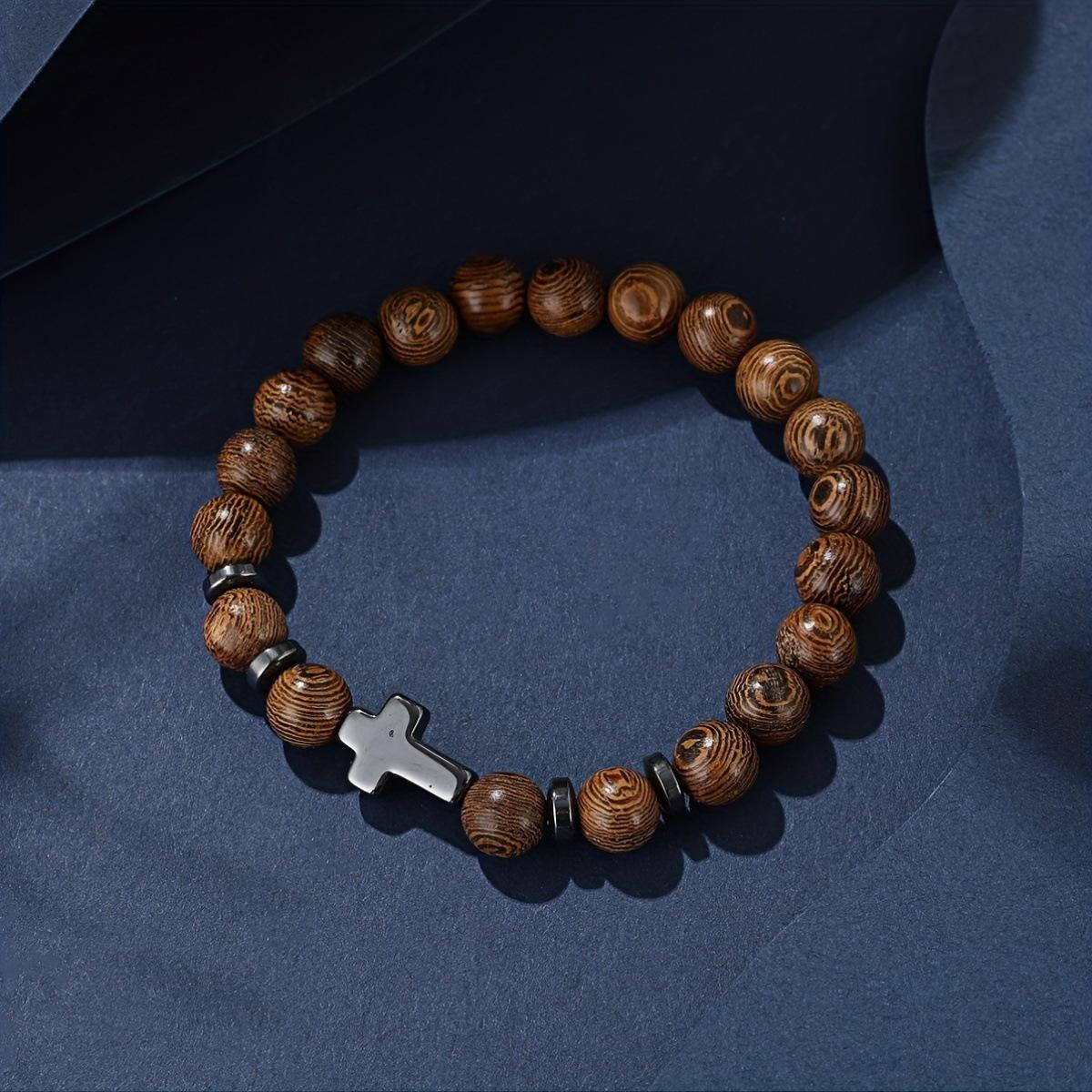 JYL TS Bracelet Cross  Grain Style Feng Shui Faith & Growth T258 темно серый