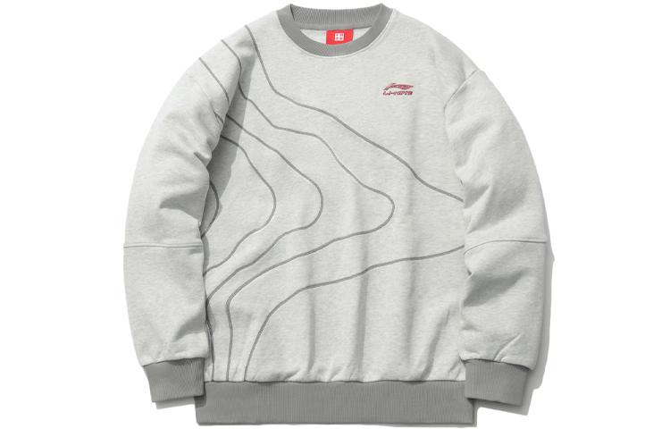 Li Ning Sweatshirts Men s Gray Crew Neck Moderate Regular AWDR165-4 XXL