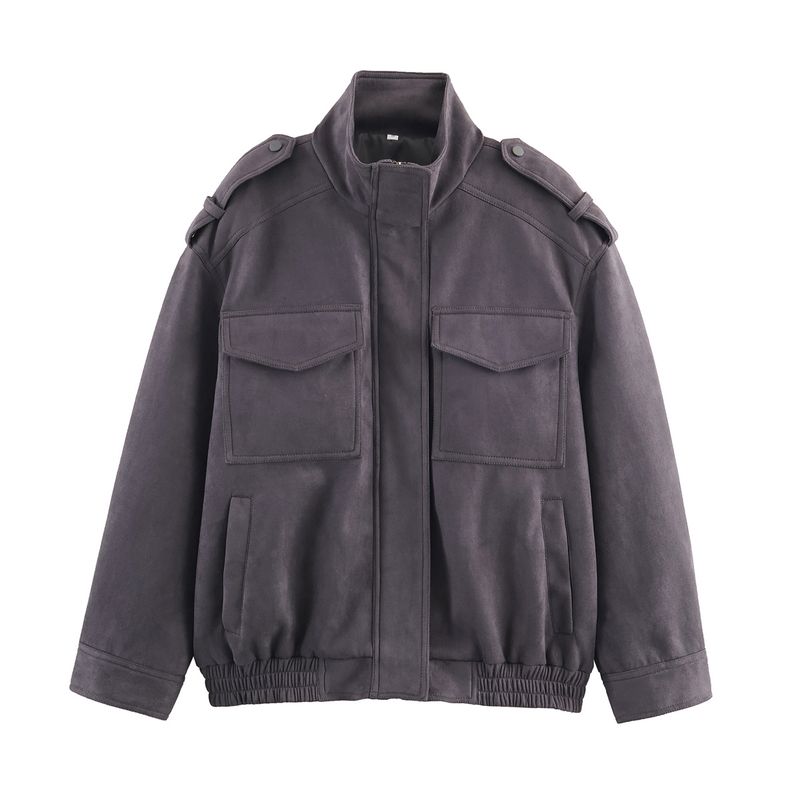 Za Autumn and Winter New Arrivals Women's Clothing Zr European and American Style Fashionable Versatile Lapel Long-Sleeve Suede Loose Jacket Coat