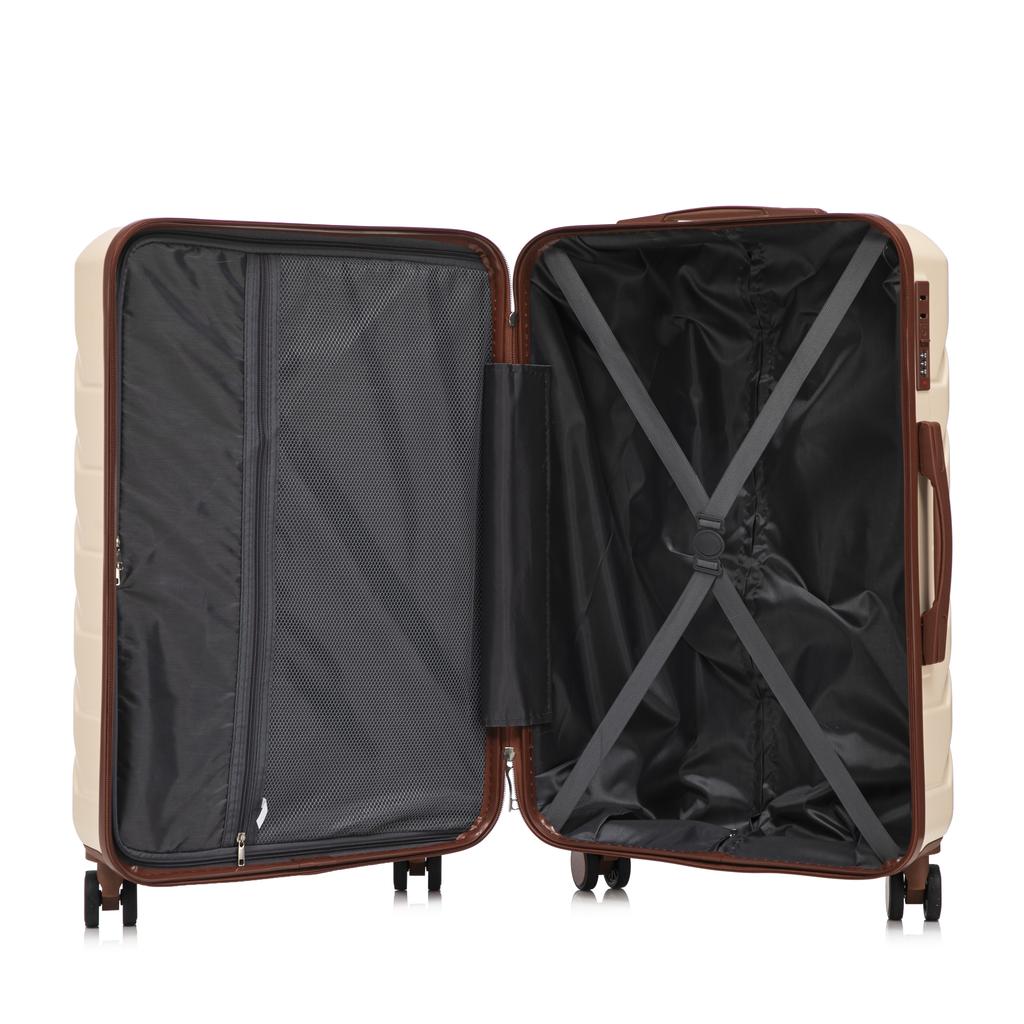 14"/19"/24"/28" 4-Piece ABS Spinner Luggage Set - Side Handles, Hanging Hook & Protective Feet - Combination Lock & Cosmetic Bag (Beige)