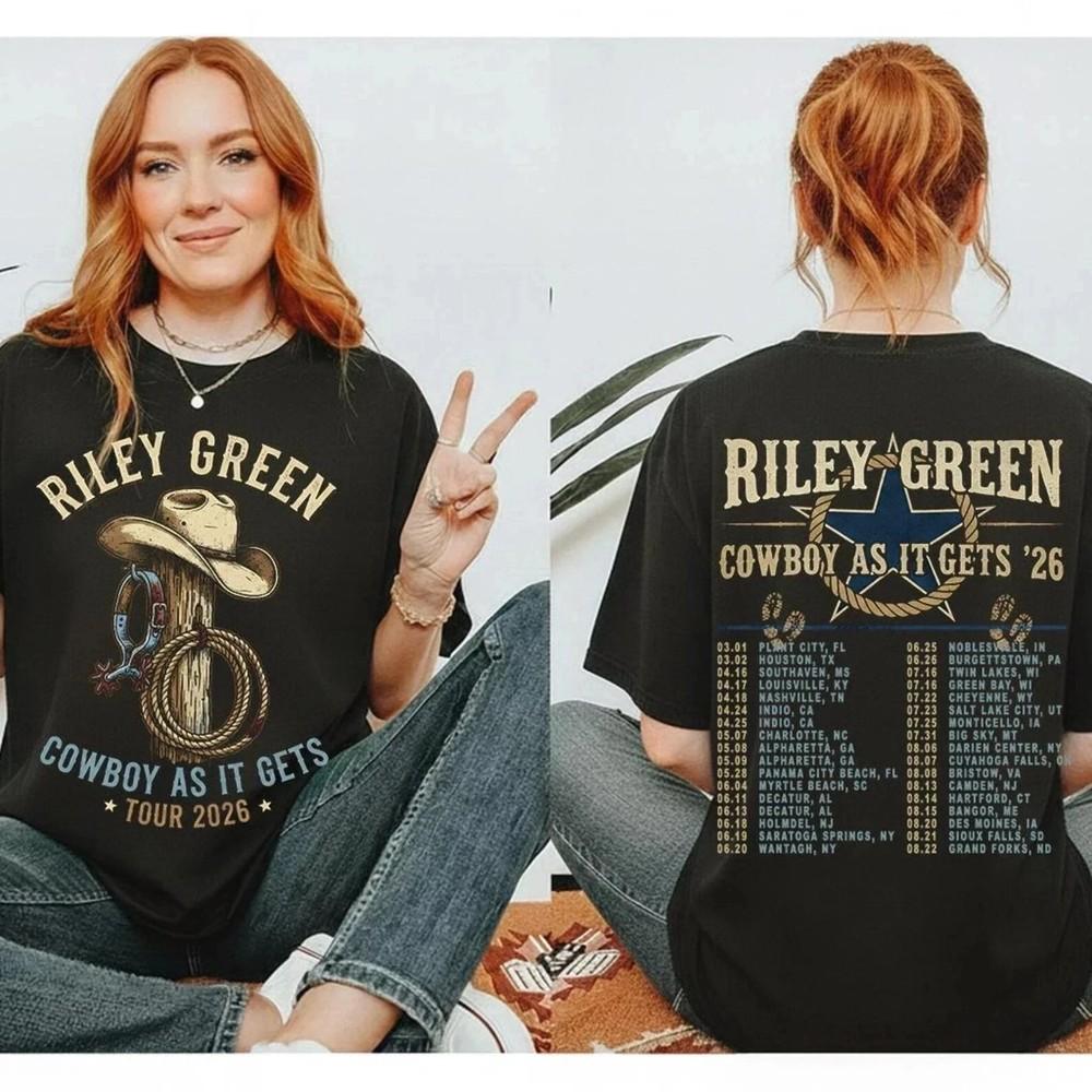 HOT Riley Green Cowboy As It Gets Tour 2026 T-Shirt Unisex T-Shirt XXL
