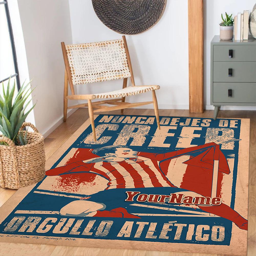 Atletico Madrid Customizable Name Floor Rug Office Rug Perfect for Outdoor Entryway Dormitory Decorate room Antislip Carpet Decorate Offices