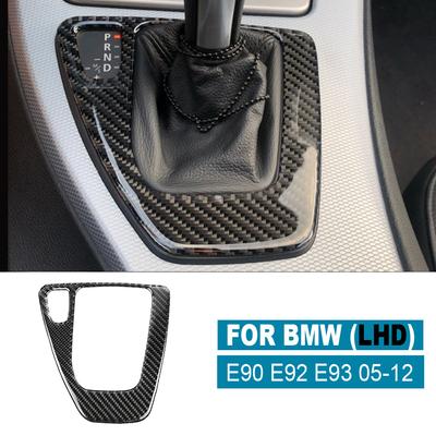 LHD Carbon Fiber Auto Center Control Gear Shift Panel Cover Sticker Interior Decoration Accessories For BMW 3 Series E90 E92