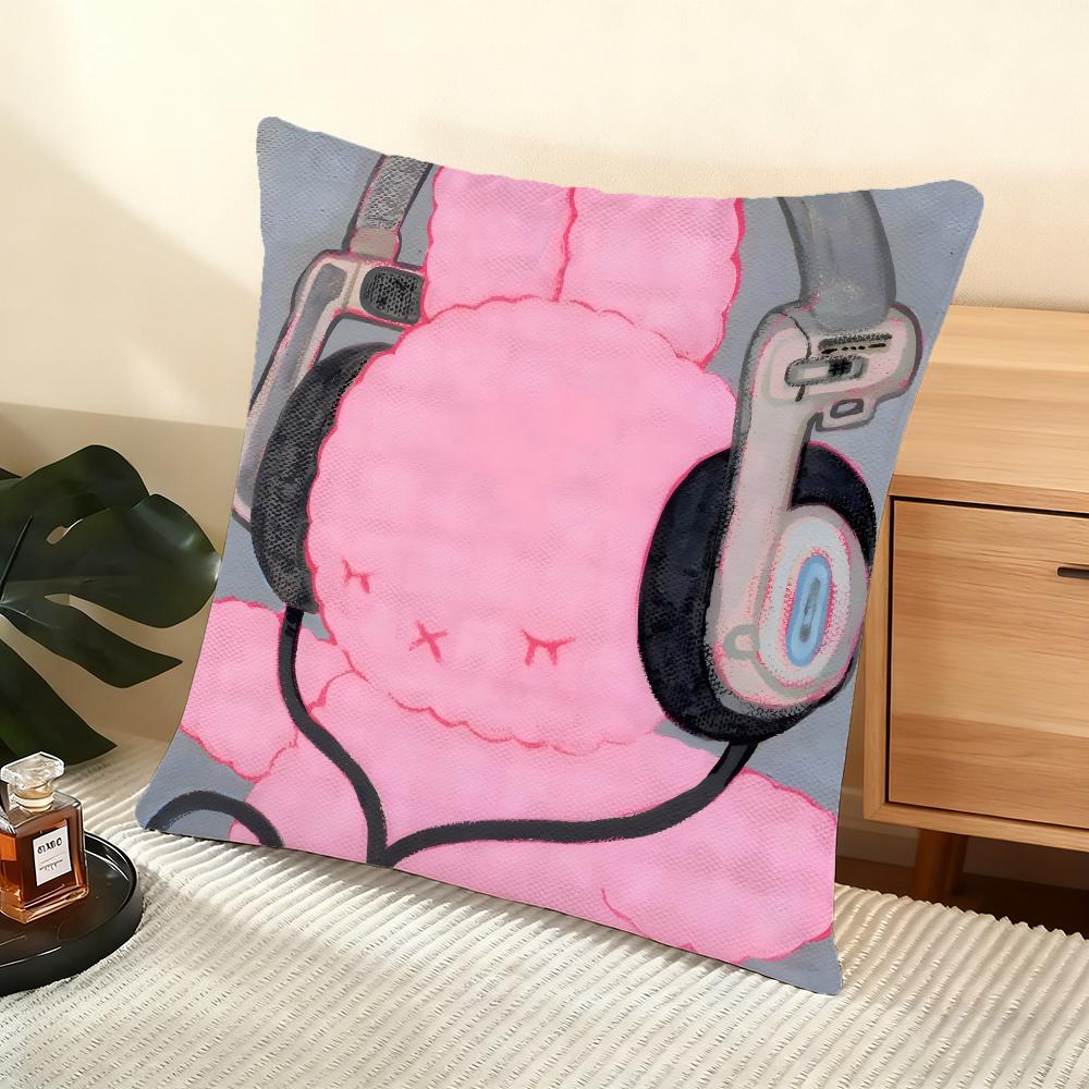 Cute Oil-Painted Small Animals Cushion Cover Silky Short Plush Home Sofa Cushion Cover - Invisible Zipper Home Decoration