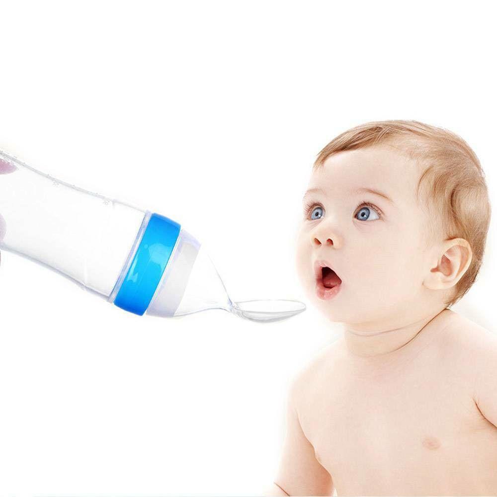 90ML Safety Squeeze With Spoon Milk Bottle Food Rice Feeder Feeding Bottle