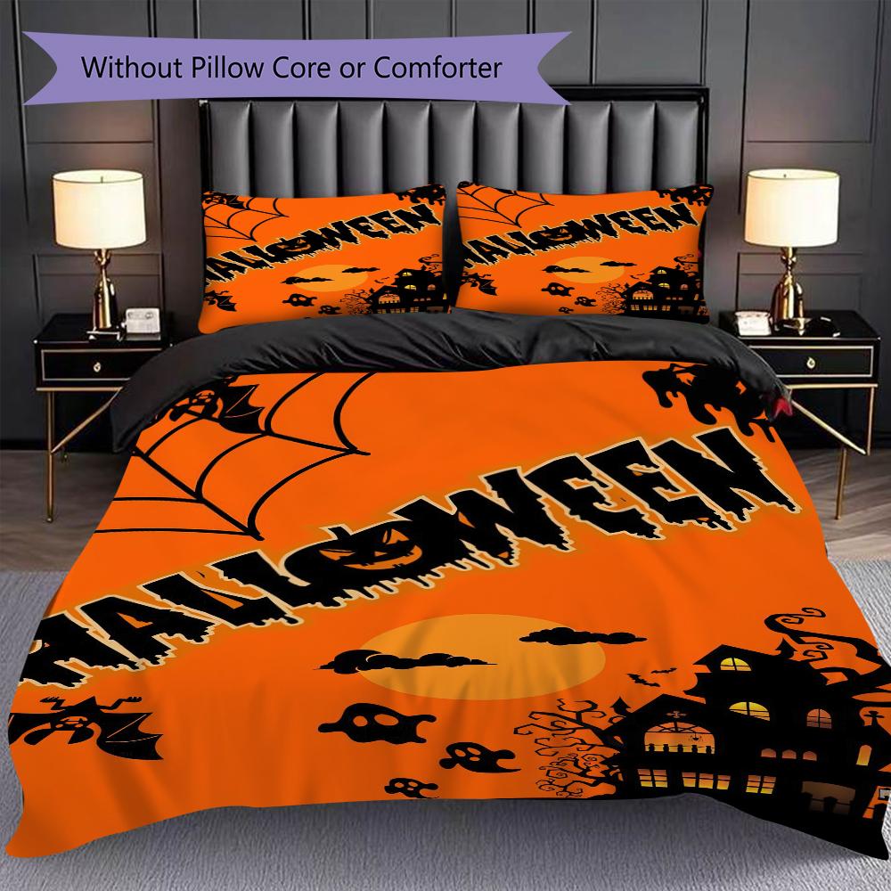 1PC Halloween theme pattern Bedding Quilt Set Quilt Cover Pillowcase Home Decoration Birthday Gift (1 * duvet cover + 2 * pillowcase, without core)